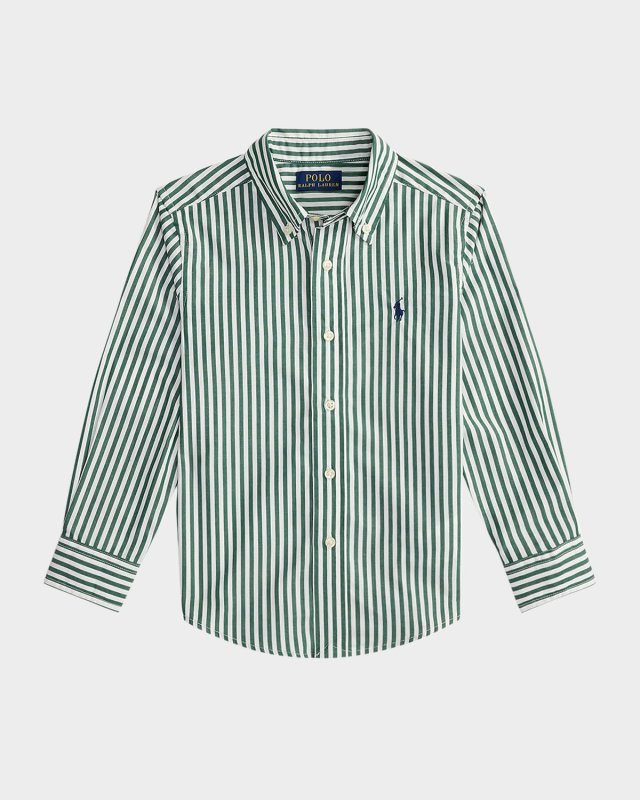 Boy's Striped Cotton Poplin Shirt, Size 2-7